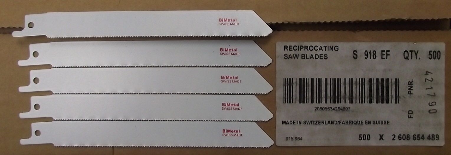 Bosch S918EF 6" x 18TPI Bi-metal Recip Saw Blades 5pcs. Swiss
