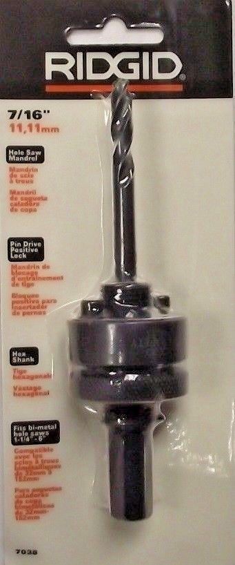 Ridgid 7038 7/16" Hole Saw Mandrel Pin Drive Positive Lock Hex Shank