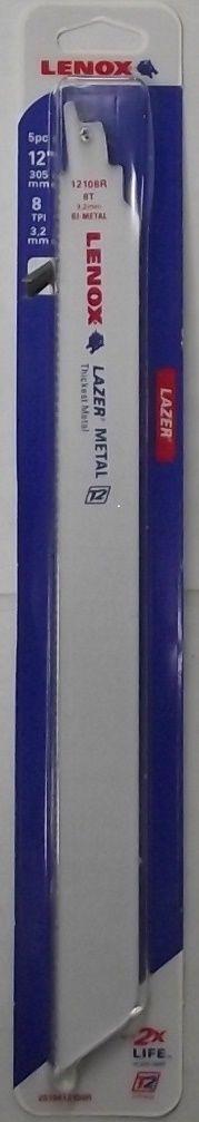 Lenox 2019412108R 12 " x 8 Tpi For Metal Cut Recip Saw Blades 5pk USA