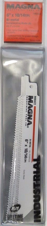 Magna M90422 6" 10-14 Tpi Bi-Metal 5 Pack Reciprocating Blade