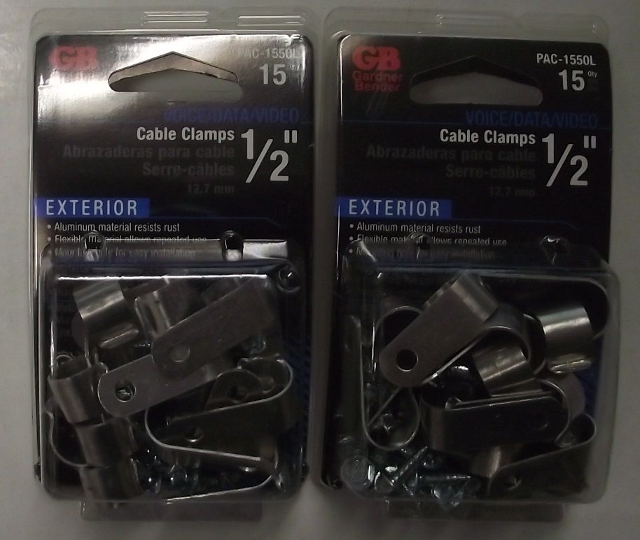 Gardner Bender PAC-1550L 1/2" exterior Cable Clamps 2-15 pk's USA