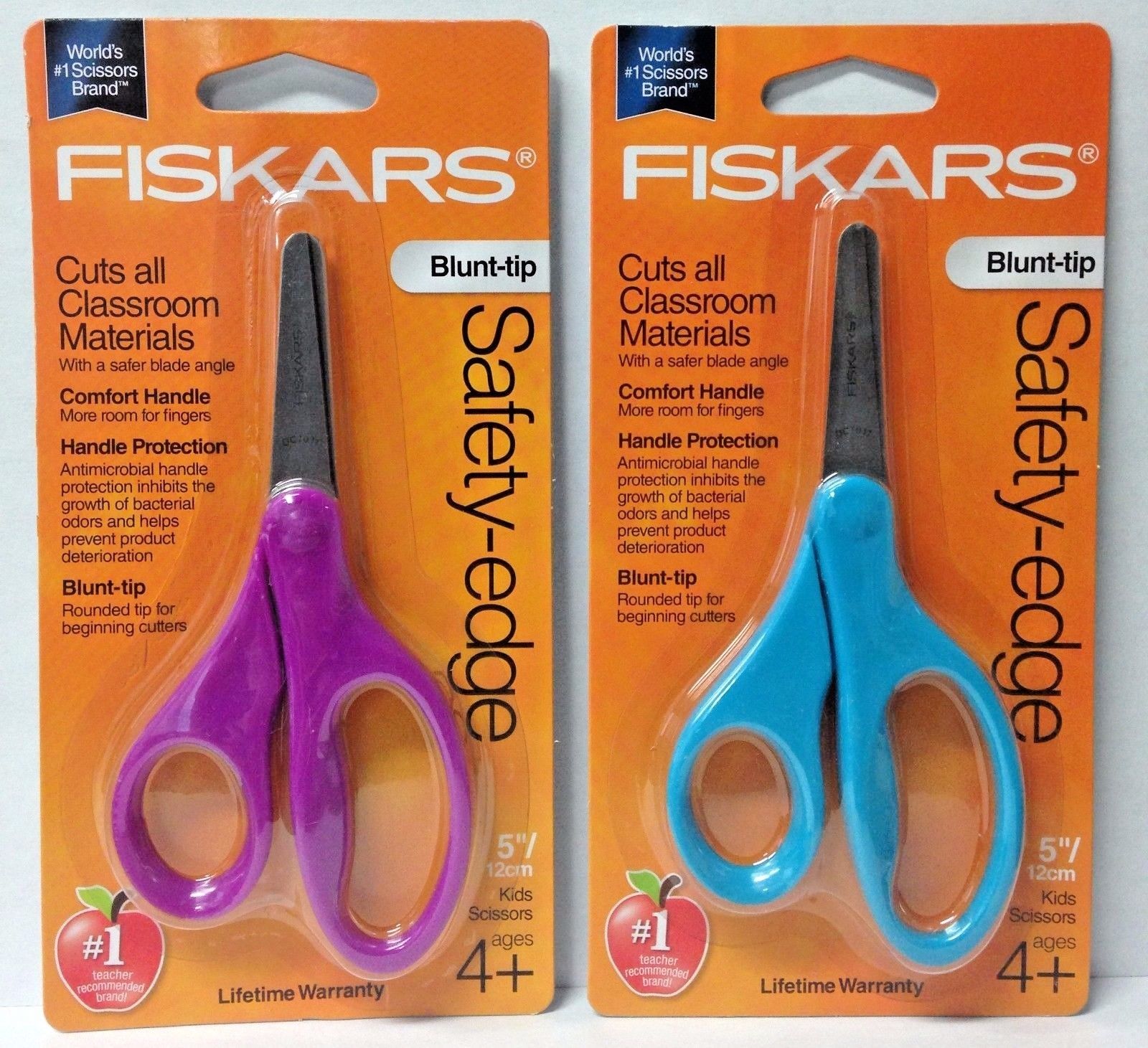 Fiskars 94167097J Blunt Tip Safety Edge 5" Kids Scissors (random colors) 2pcs