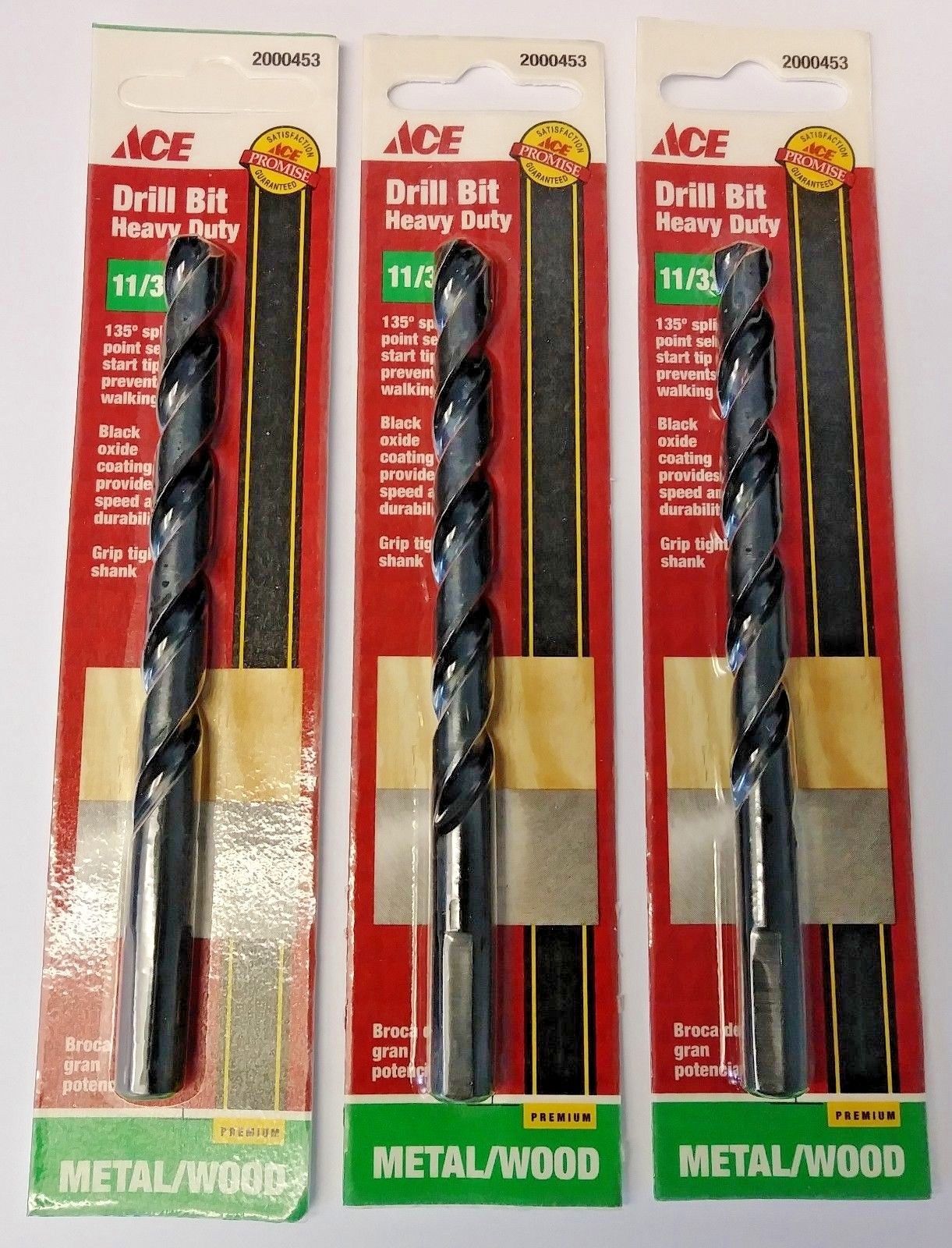 Ace 2000453 11/32" Heavy Duty Metal / Wood Drill Bit (3 Packs)