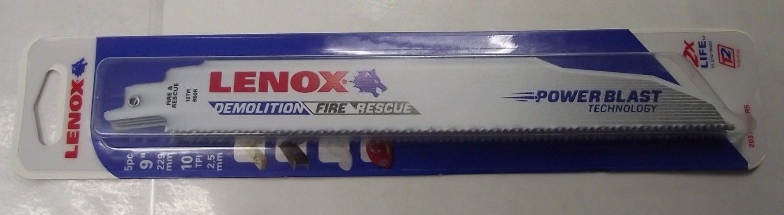 Lenox 20372960R5 9" x 10 TPI Bi-Metal Demolition Reciprocating Saw Blade 5pk