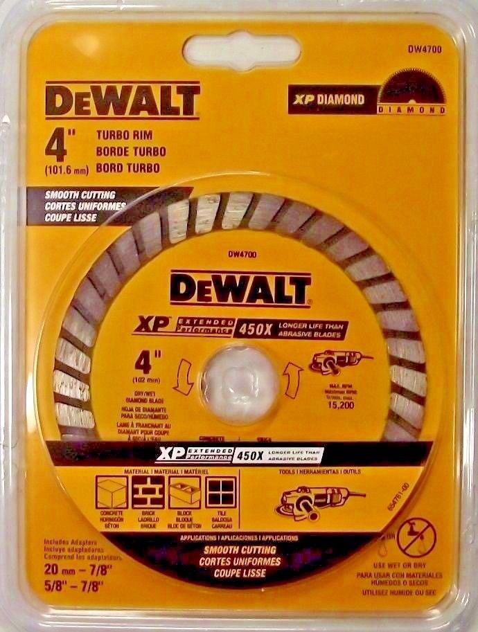 DeWalt DW4700 4" Turbo Rim Smooth Cutting XP Diamond 450X Saw Blade