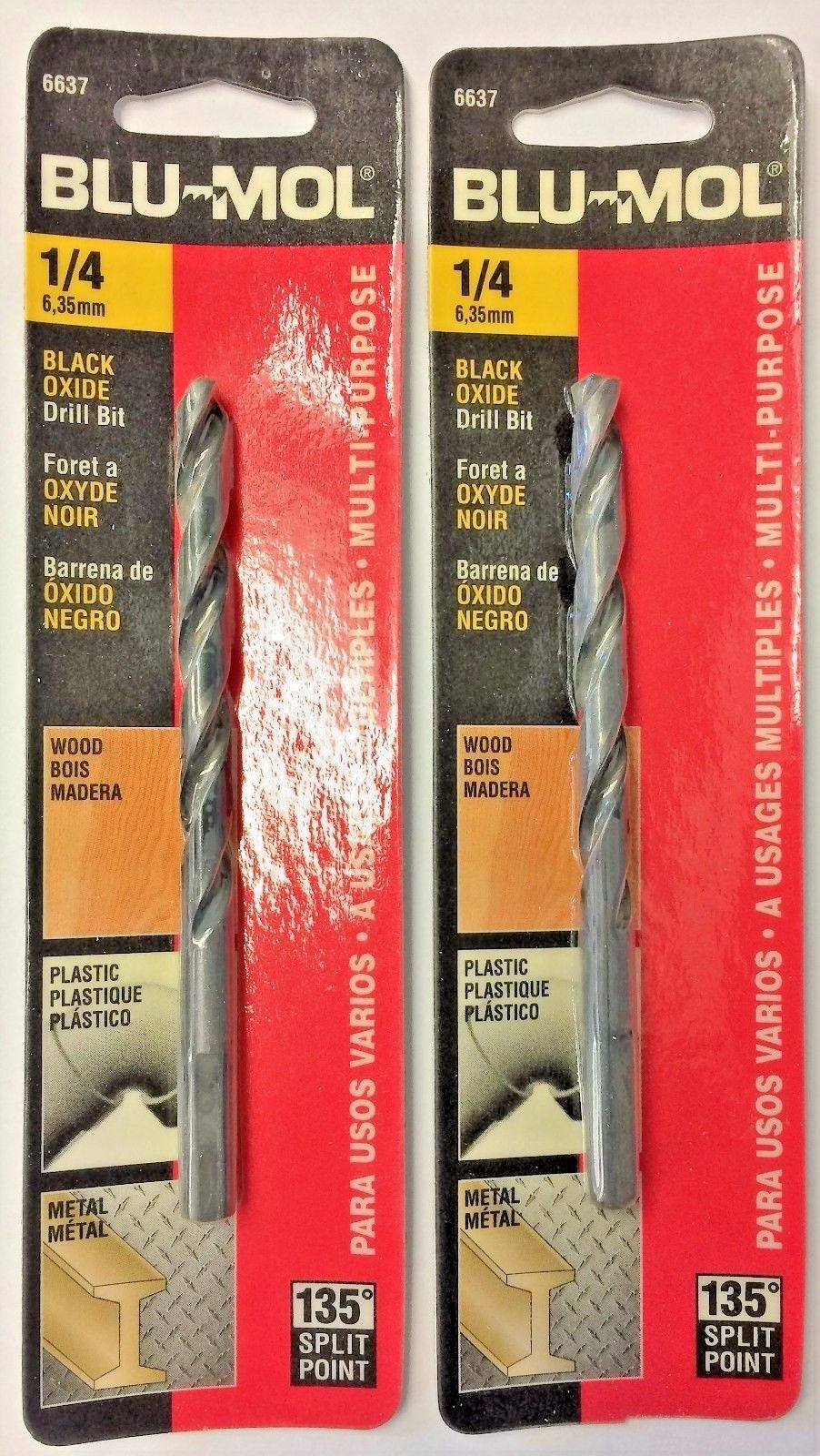 Blu-Mol 1/4" High Speed Drill Bit 6637 2PCS