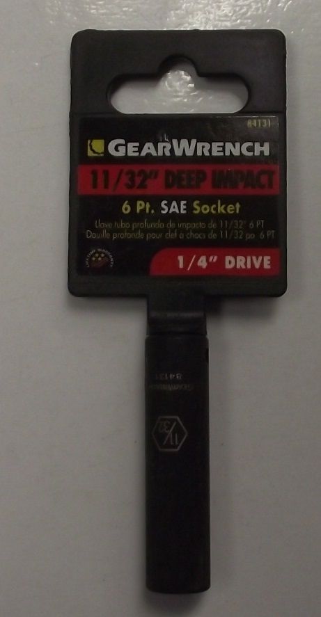 Gearwrench 84131 1/4" Drive 11/32" Deep Impact Socket 6pt