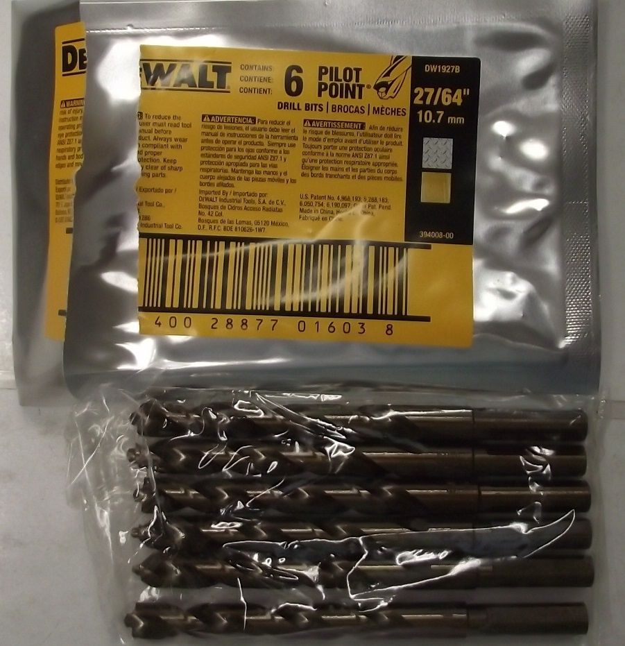 Dewalt DW1927B 27/64" Pilot Point Drill Bit 6pcs.