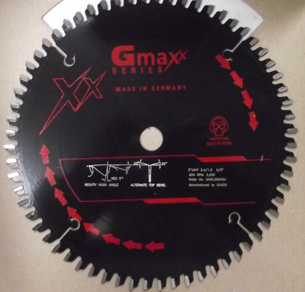 Guhdo Gmaxx 2400.800H64 8" 64 Tooth Carbide Tip High ATB Circular Saw Blade