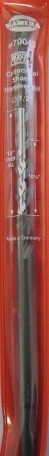 Hawera 70043 1/2" Shank 10-1/2" X 12" Cylindrical Shank Hammer Bit Germany