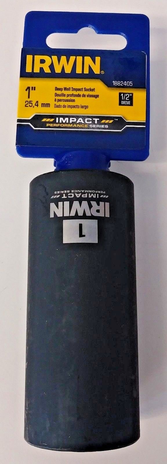 Irwin 1882405 1/2" Drive 1" Deep Well Impact Socket 6 Point