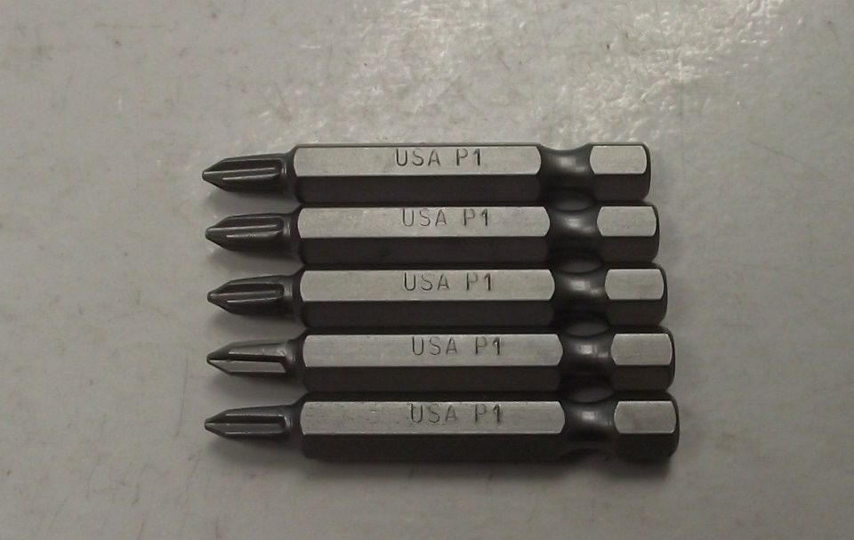 Pratt-Read P001P200 #1 x 2" Phillips Insert Screw Bit Tips 5pcs. USA