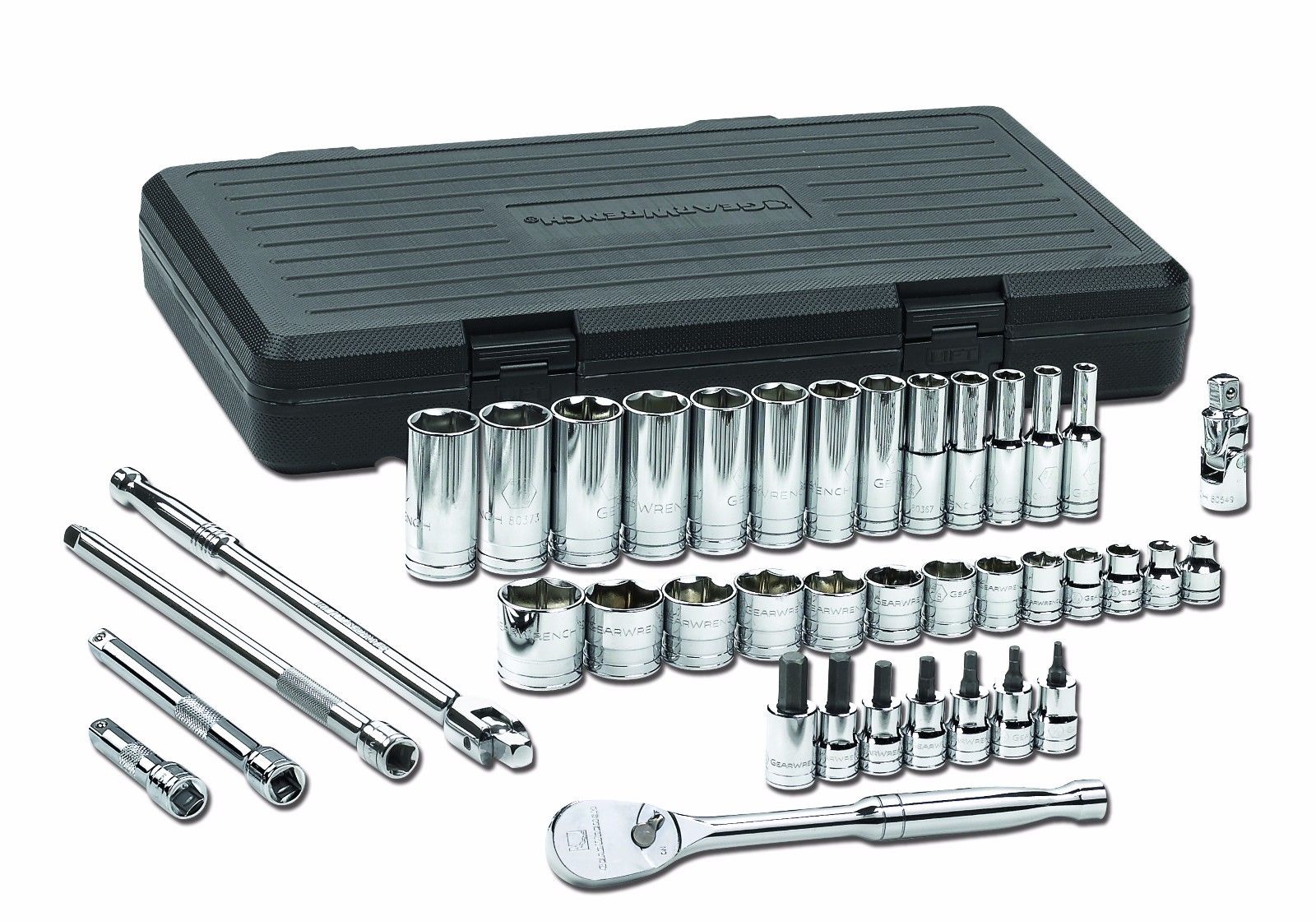 GearWrench 39 Piece 3/8" Drive 6 Point SAE Standard And Deep Socket Set 80567
