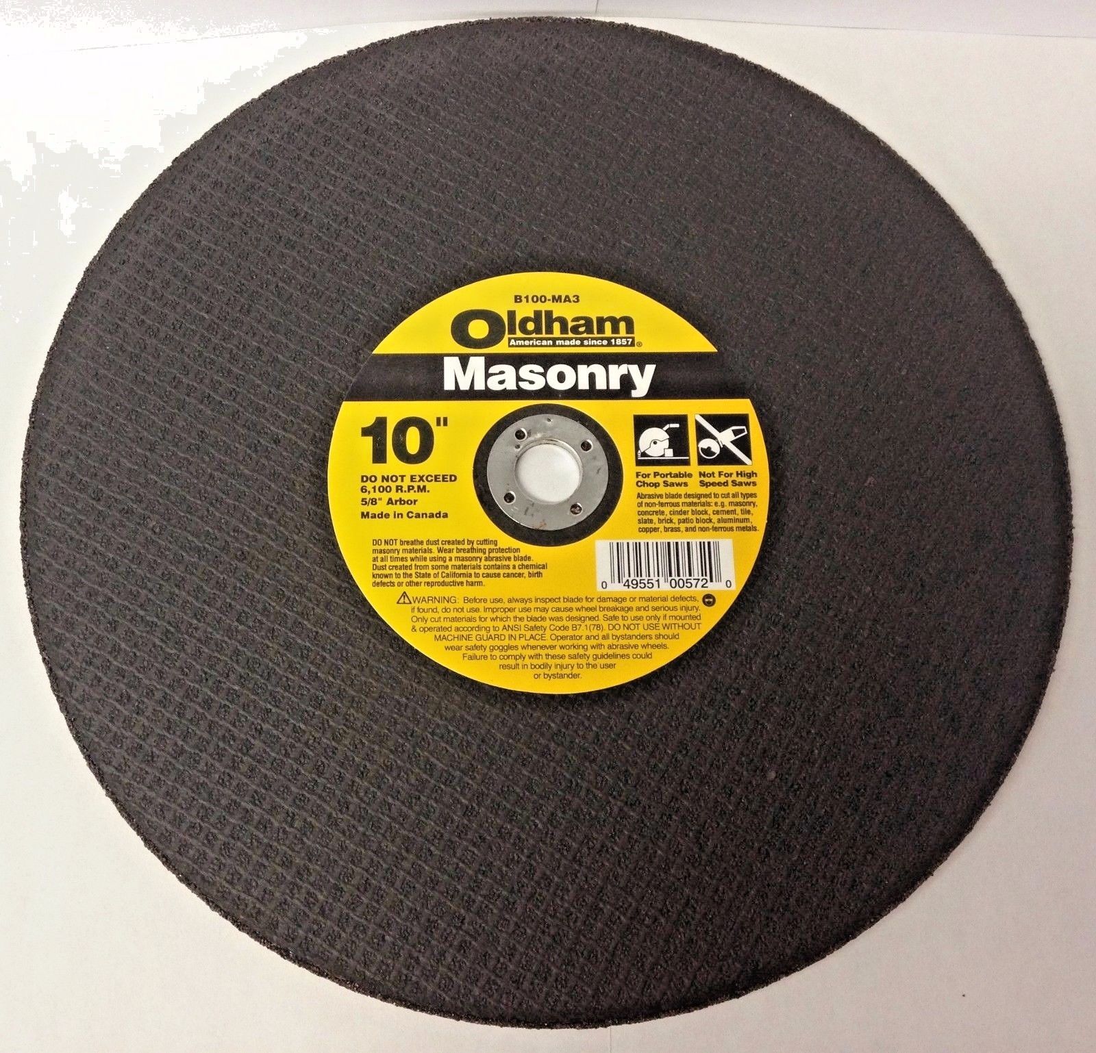 Oldham B100MA3 10" Masonry Cut-Off Wheel 5 Pieces