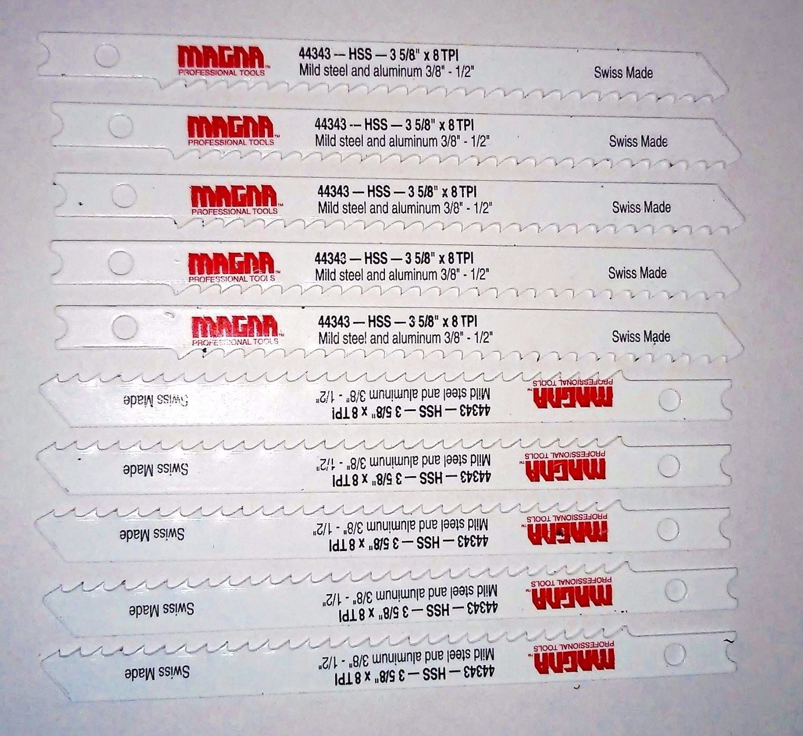 Magna U 3-5/8" x 8T Mild Steel & Aluminum Jig Saw Blades 10pcs 44343 Swiss