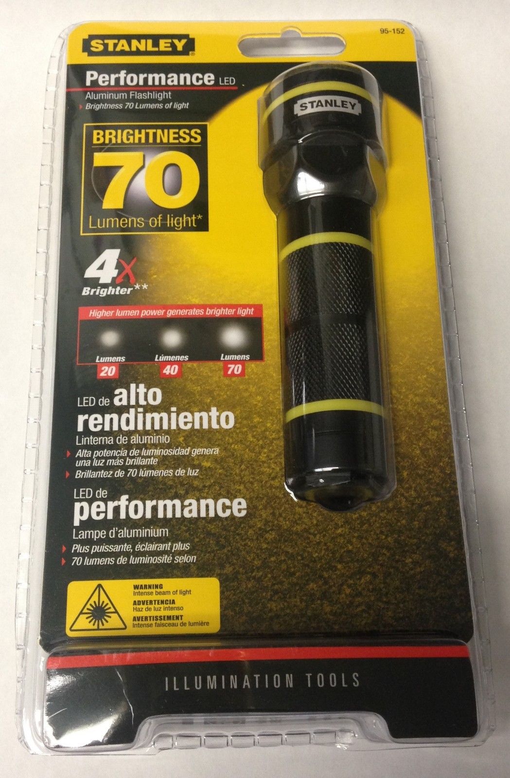 Stanley 95-152 LED 70 Lumens Industrial Black Handheld Flashlight