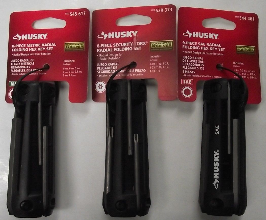 Husky 629-373-3 25 Piece Security Torx, Metric & SAE Radial Folding Key Set