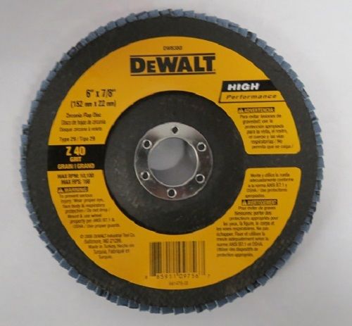 DeWalt DW8380 6" X 7/8" Zirconia Flap Disc Z 40 Grit