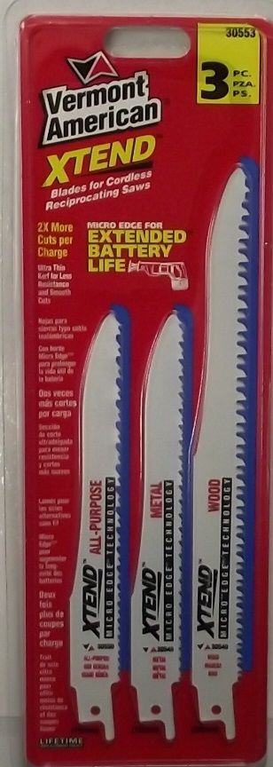 Vermont American 30553 6" & 8" Recip Blades 3pcs. Swiss