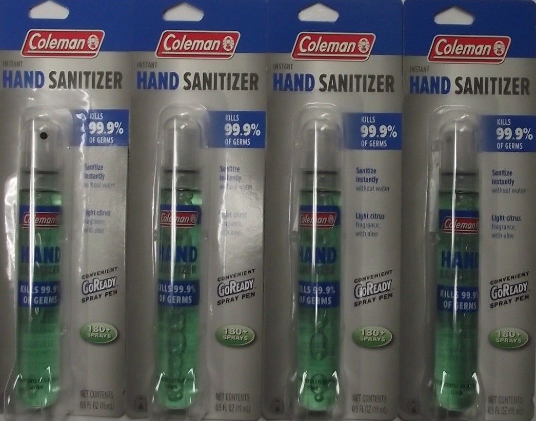 Coleman Instant Hand Sanitizer Spray Pen Kills 99.9% of Germs 744 180 Sprays 4pc