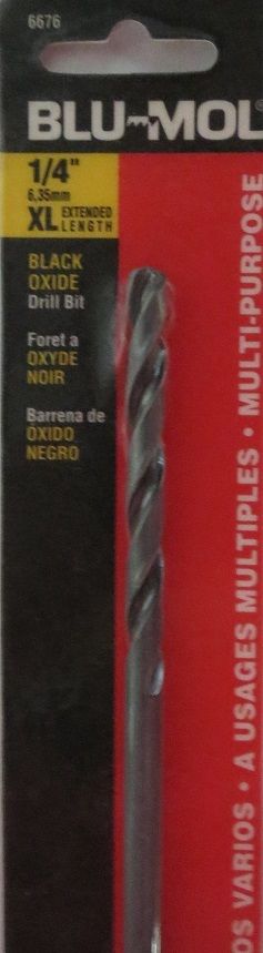 Blu-Mol 6676 1/4" x 12" XL Black Oxide Drill Bit