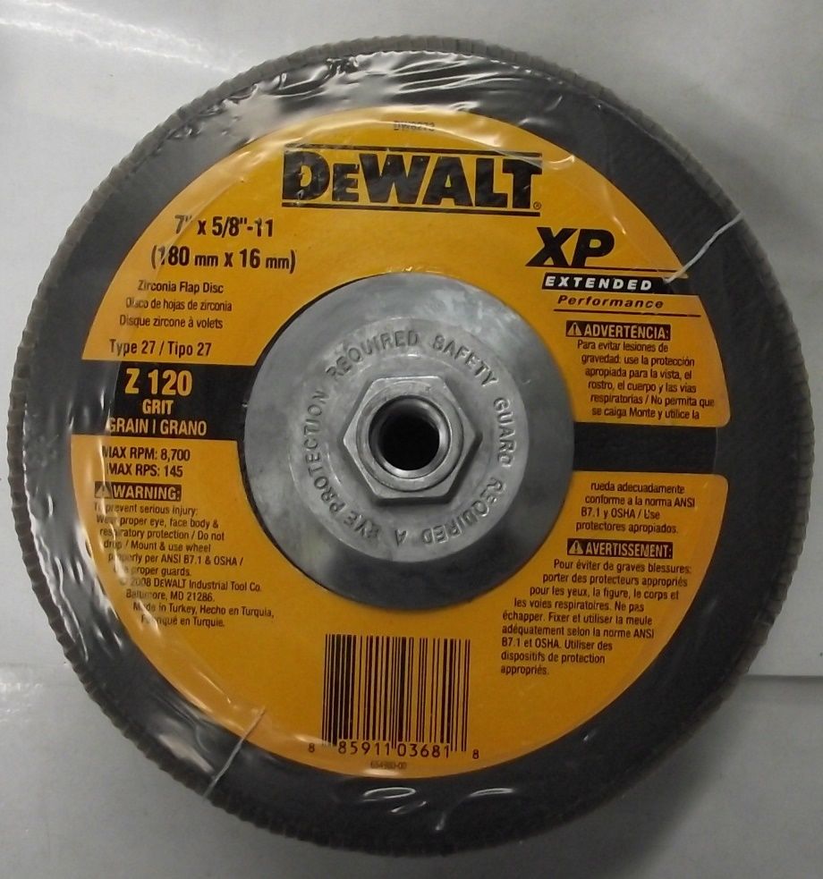 DEWALT DW8273 7" x 5/8"-11 120G Flap Disc 5pc