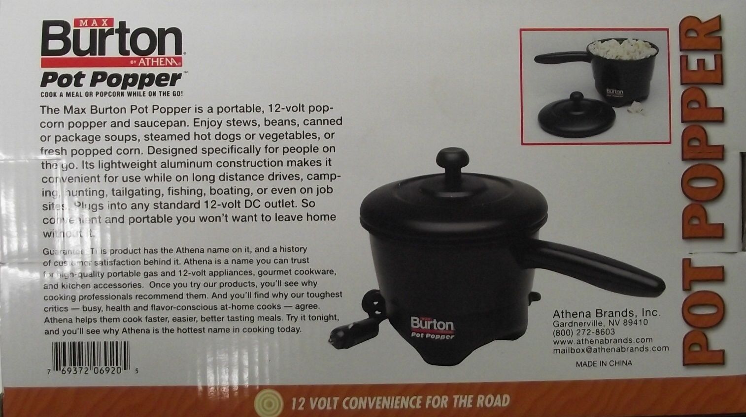 Max Burton 6920 12 Volt Pot Popper Saucepan Steamer Portable Cookware  Lightweigh