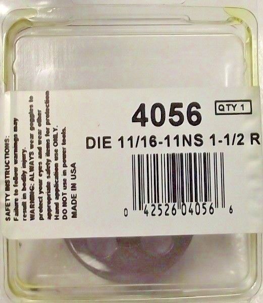 Hanson by Irwin 4056 11/16-11 1-1/2 Adjustable Round Die USA