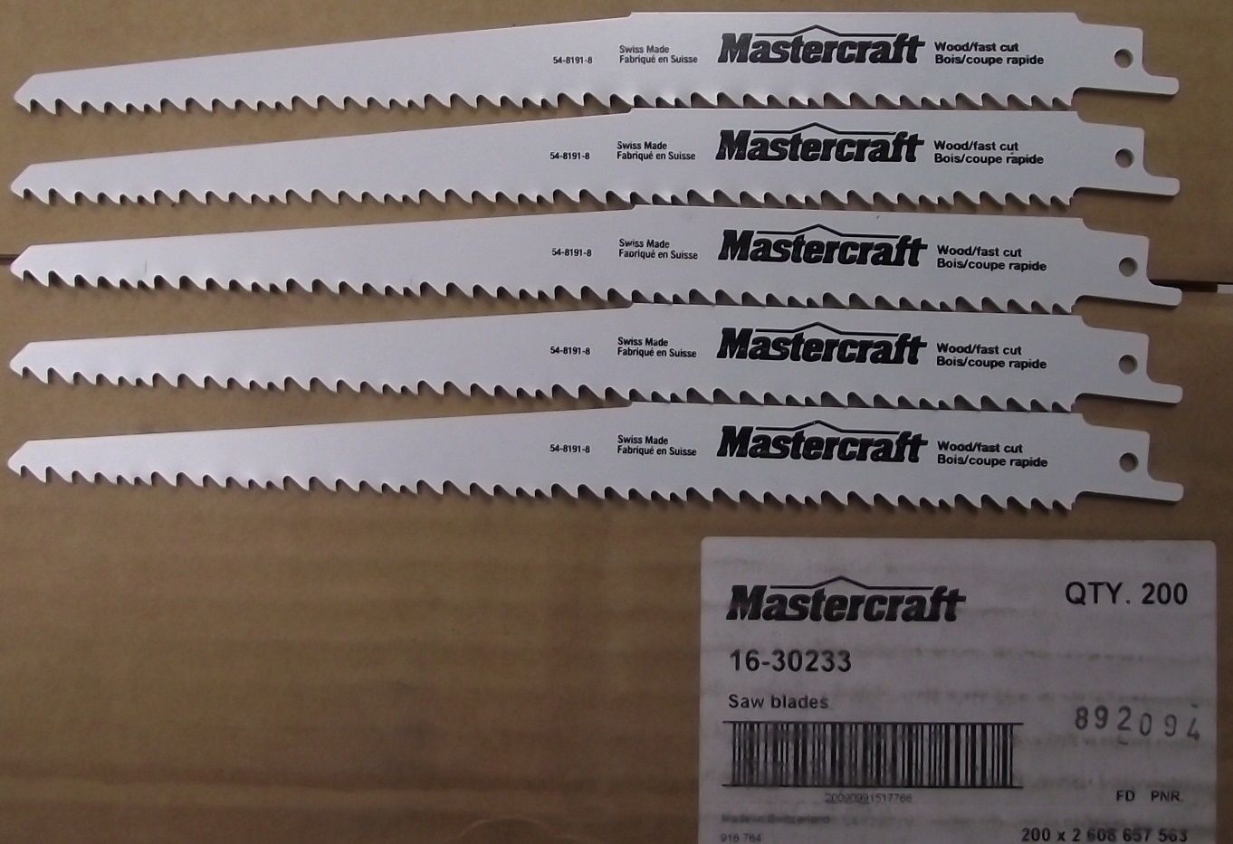 Mastercraft by Bosch 16-30233 9" x 6tpi Bi-Metal Recip Saw Blades 5pcs.