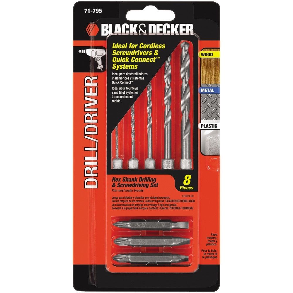 Black & Decker 71-795 8-Piece Hex Shank Drilling And Screwdriving Set