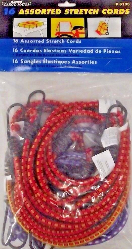 Crawford 6103 Cargo Mates 16 Piece Assorted Bungee Stretch Cords 10" to 36"