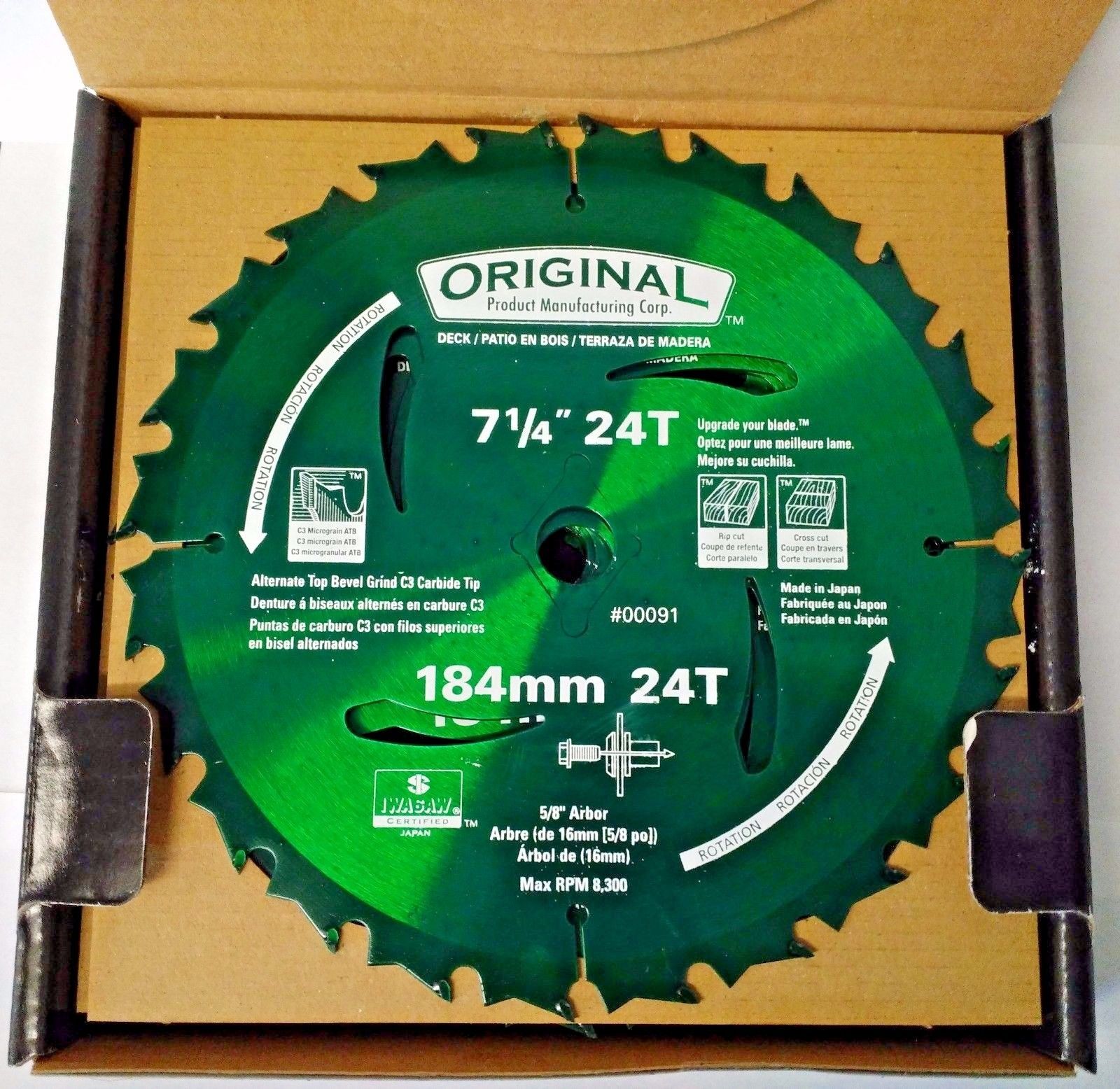 Original Iwasaw 00091 7-1/4 x 24 Tooth Carbide Saw Blade 5/8 Arbor 10 Pack