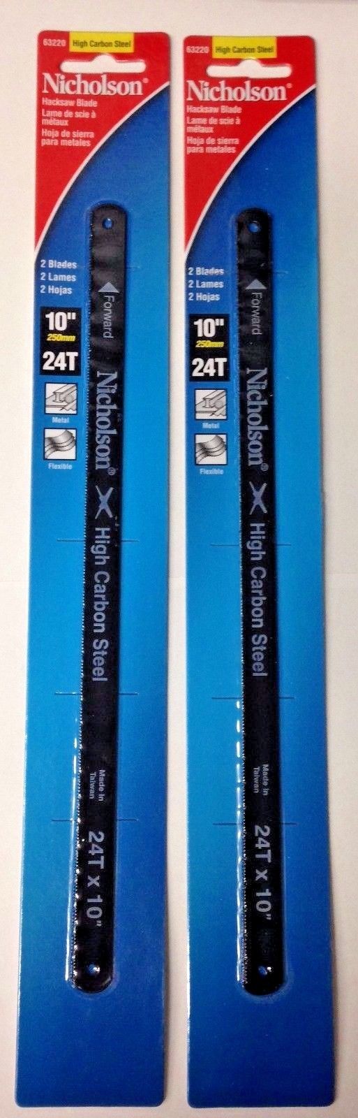 Nicholson 63220 10" x 24T 2 Pack High Carbon Steel Hacksaw Blades 2PKS