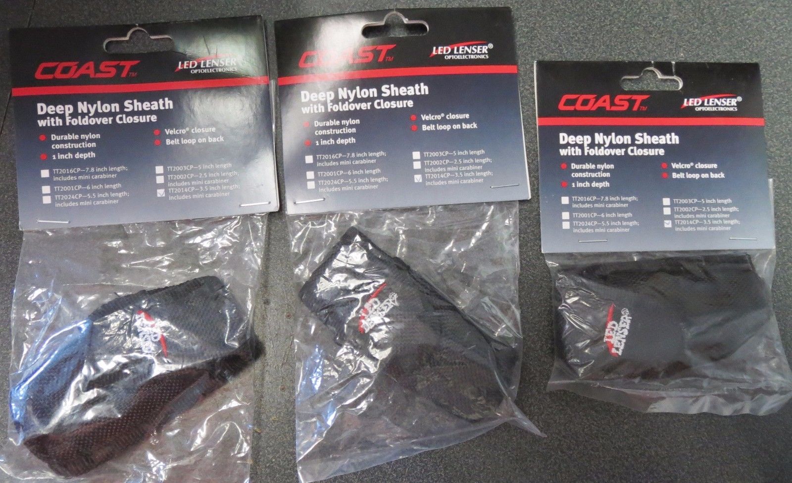 Coast 2014CP 3.5" x1" Sheath for Coast Flashlights w/ Fold Over Closure 3 Packs