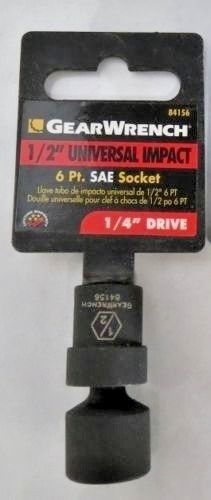 Gearwrench 84156 1/4" Drive 6 Point Standard Universal Impact SAE Socket 1/2"
