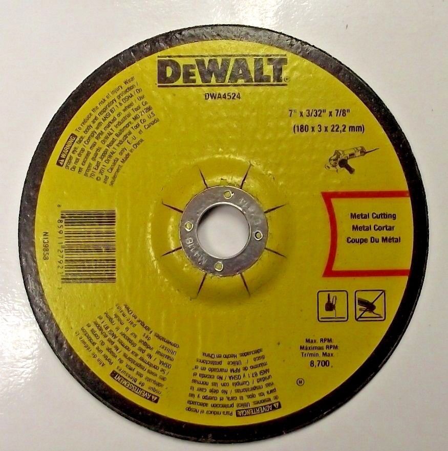 DEWALT DWA4524 7" by 3/32" x 7/8" Metal Cutting Grinding Wheel 10 Pack