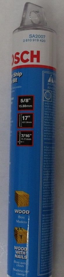 Bosch SA2007 5/8" x 17" Power Ship Auger Bit