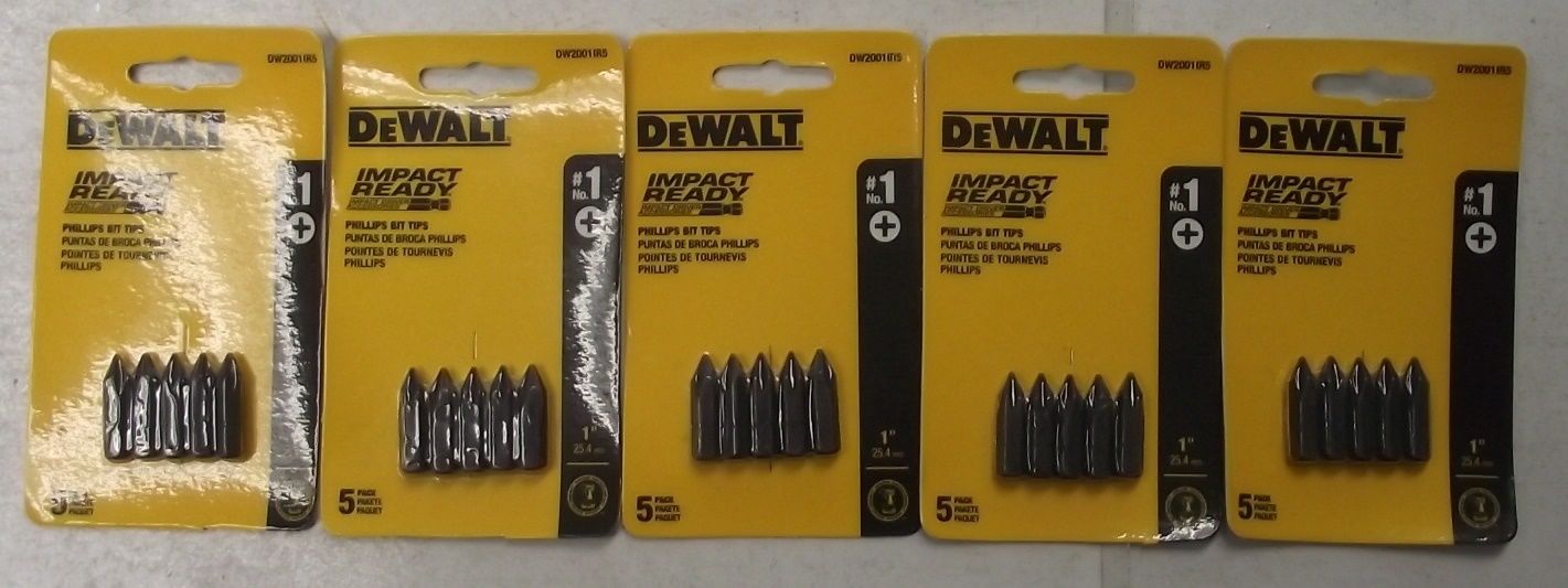 Dewalt DW2001IR5 #1 Phillips Impact Ready Screw Tips 5-5pks. 25pcs.