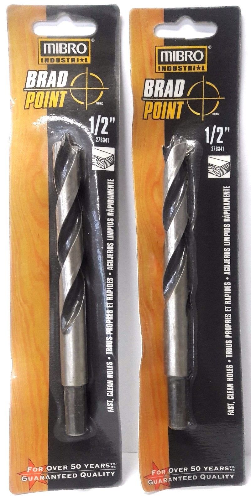 Mibro 276341 1/2" Brad Point Drill Bits Reduced Shank 2PKS