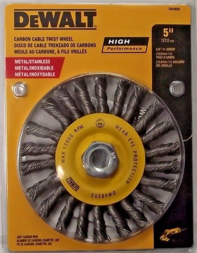 DeWalt High Performance 5" Carbon Cable Wire Twist Wheel 5/8 -11 Hub DW49203
