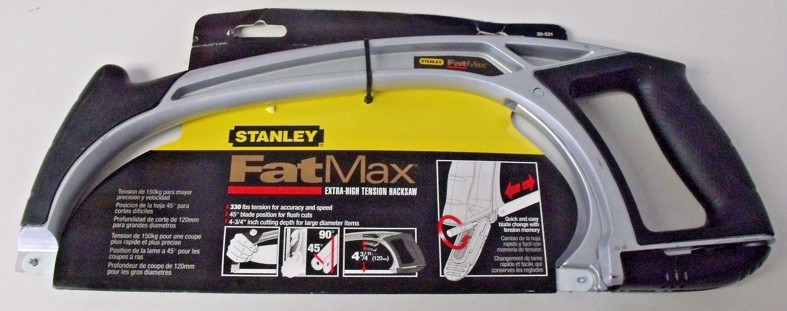 Stanley 20-531 12" 24 TPI FatMax High Tension Bi-Metal Hacksaw