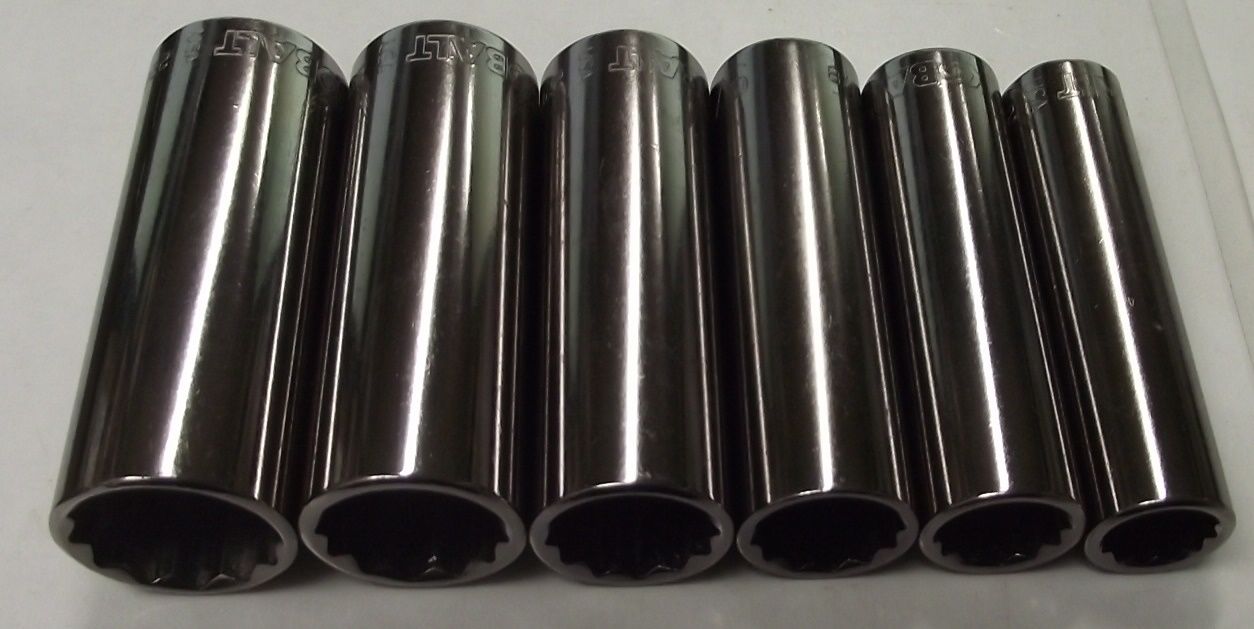 Kobalt 22884-74 6pc 3/8" Drive SAE Deep Socket Set 12pt 7/16" To 3/4" USA