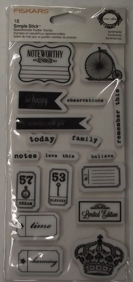 Fiskars 103370-1001 Teresa Collins Simple Stick Rubber Stamps Sentiments