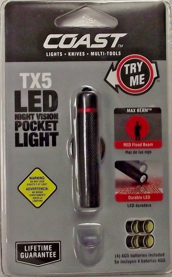 coast pocket rechargeable flashlight Coast TX5 TT7550CP Night Vision Keychain Pocket Flashlight