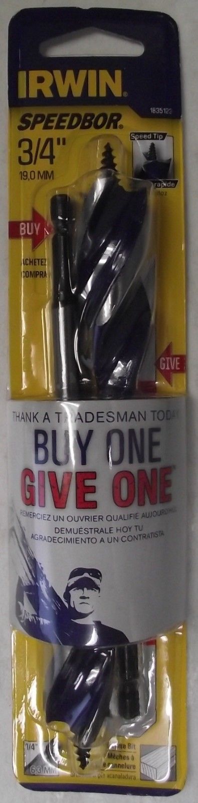 Irwin 1835123 3/4" X 6" Speedbor Max Tri-Flute Drill Bit 2pc Pack