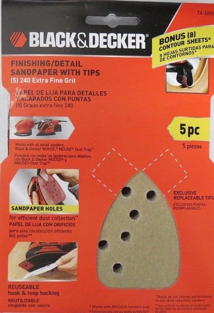 Black & Decker 74-585H 5 Piece Finishing/Detail Sandpaper With Tips (2 Packs)