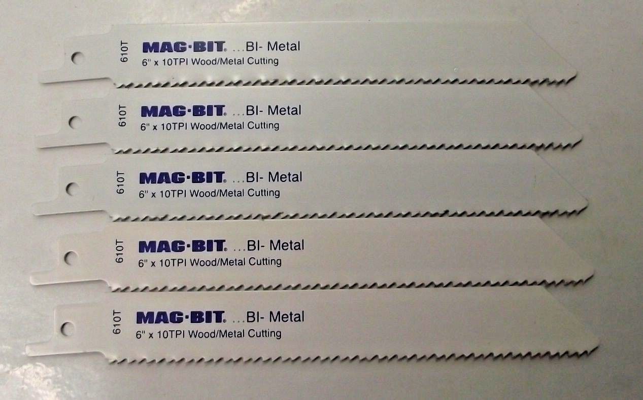 MagBit by Bosch 2608656704 610T 6" x 10 TPI Bi-Metal Reciprocating Blades 5pcs