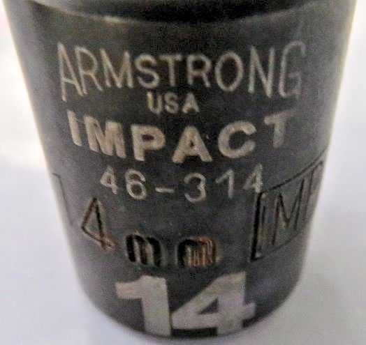 Armstrong 46-314 3/8" Drive 14mm Impact Socket 12pt. USA