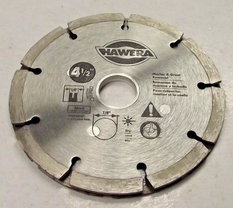 Hawera HWD4510B 4 1/2" Sand Tip Diamond Saw Blade For Mortar & Grout Removal