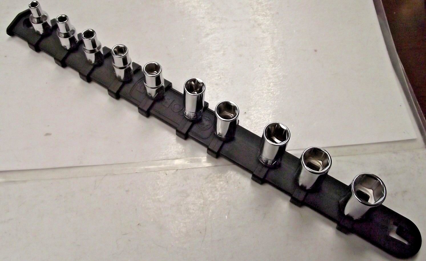 Kobalt Socket Rail & OEM 10 Piece 1/4" Drive SAE 6 Point Socket Set K10SAE USA